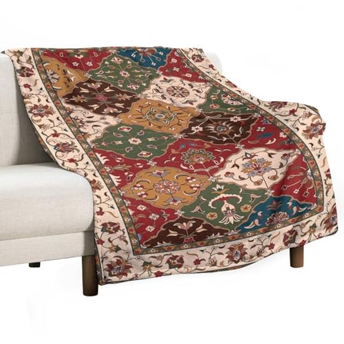 Colorful Bohemian Throw Blanket,Rustic Farmhouse Vintage Traditional Ethnic Textures Pattern Soft Throw Blanket for Couch Sofa Camping Office Travel Home Bedroom Decor All Seasons 30"x40" - color: Boho-7, size: 30x40in