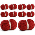 10 Pack Jumbo Chenille Yarn for Crocheting, #10 Super Bulky Baby Soft Yarn for Hand Knitting, 220 yds /70.5 oz Fluffy Chunky Knit Throw Blanket Yarn (Burgundy) - color: Burgundy
