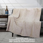 Velvet Plush Jacquard Tile Throw Blanket for Couch - Buttery Soft, Cozy Throw, for Women (Sand, 50" x 60") - color: Sand