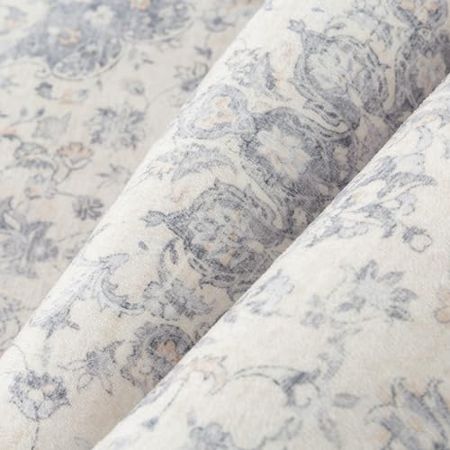 PureCozy 2x3 Area Rug Washable Neutral Gray Vintage Entryway Carpet Non Slip Low Pile Soft Door Mat Indoor Entrance Floral Small Grey Throw Rug for Bathroom Bedroom Office Laundry Kitchen - color: Vintage | Gray, size: 2' x 3' (Rectangular)