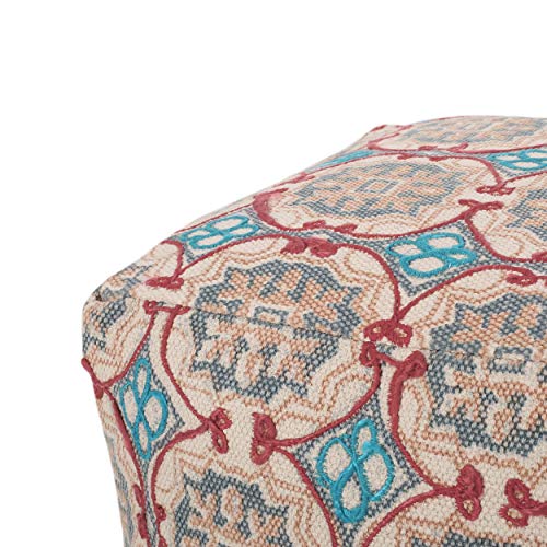 GDFStudio Boho Handmade Fabric Cube Pouf Ottoman Foot Stool - Bean Bag Floor Chair - Foot Rest Couch for Living Room Bedroom,Multicolored,16"" x 16"" x 16"", 313834N - color: Multi Color, size: 16"