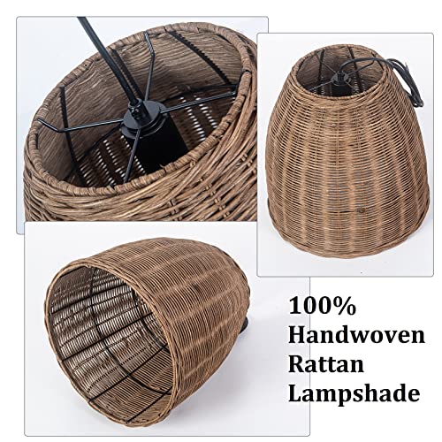 Farmhouse Pendant Lighting 11.81” Rattan Woven Rustic Ceiling Wicker Pendant Lighting Fixture for Kitchen Island Dining Room Bedroom Foyer - color: Woven Pendant Light