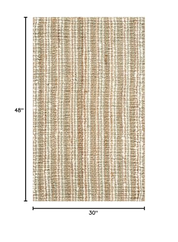 SAFAVIEH Natural Fiber Collection Area Rug - 2'6" x 4', Sage & Natural Brown, Handmade Jute, Farmhouse Style, Chunky Textured Thick Pile (NF447S) - color: Sage/Natural, size: 2'6" x 4' (Rectangular)