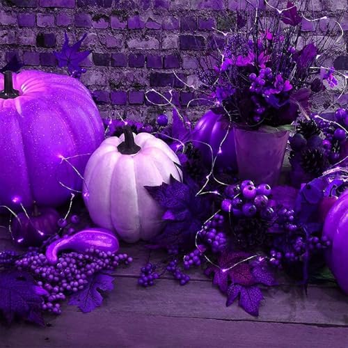 QITONG Solar Fairy Lights Outdoor Waterproof, 2 Pack Each 66ft 200 LED Purple Christmas String Lights, Silver Wire Twinkle Mini Lights with 8 Modes - color: Purple