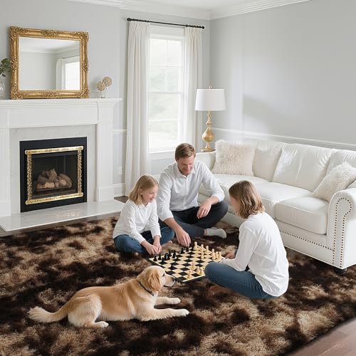 Fluffy Rug Shag Area Rug, Mottling Brown 2x4 Area Rugs for Bedroom, Small Bedside Rug, Soft Fluffy Shag Entryway Throw Rugs for Living Room Bedroom Room Home Decor - color: Mottling Beige, size: 2' x 4' (Rectangular)
