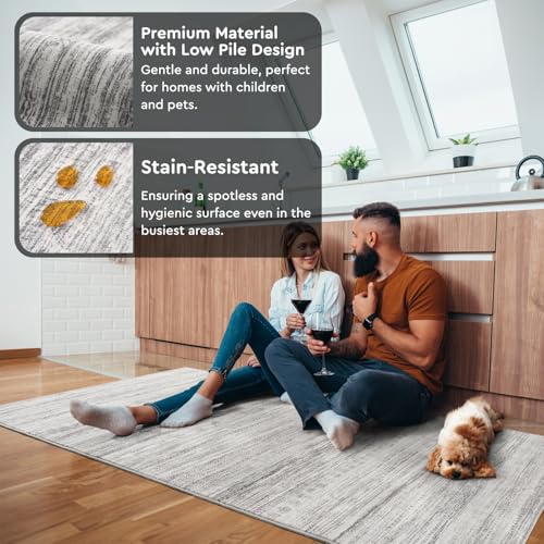 Small Area Rug-2x3 Entryway Rug Non Slip Washable Low Pile Indoor Door Mat Neutral Distressed Boho Moroccan Entrance Rugs Carpet for Bedroom Kitchen Powder Room Front Porch Bathroom, Grey - color: Grey, size: 2' x 3' (Rectangular)