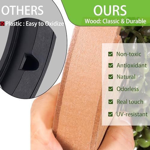 2 Pack Fake Plants Artificial Wall Hanging Plants, Boho Hanging Planter Fake Succulents Artificial String of Pearls in Wooden Pots with Lanyard for Home Office Wall Decoration - color: Wood Color, size: 2 Pcs