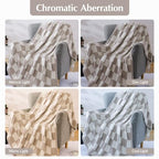 WRENSONGE Checkered Throw Blanket, Taupe Soft Cozy Fluffy Warm Hand Made Throw Blankets for Couch, Sofa, Chair, Bed, Camping, Picnic, Travel Lightweight Bed Blanket - 60"*80" - color: Art Taupe, size: Twin(60"x80")
