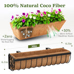 VOXOR Railing Planter Boxes, 30 Inch Window Boxes Planters, Balcony Planters with Adjustable Brackets & Coco Liner for Outdoor Fence, Deck, Porch, and Patio Gardening, 2 Pack - size: 30 Inch