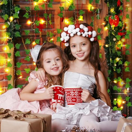 Freyalife Fake Vines for Room Decor(12 Pack 84 FT),with CE Certified 80 LED String Lights,Artificial Plant Ivy for Aesthetic Home Bedroom Wall Wedding Party Office Patio Indoor, Outdoor Garden Décor - color: Ivy String Lights-usb Battery Box, size: 12Pack