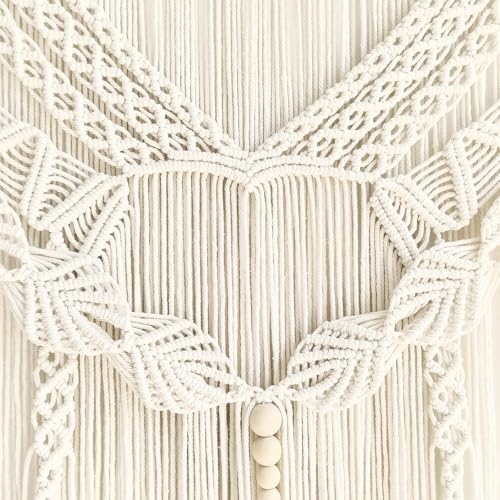 Achart Macrame Wall Hanging Large- Boho Wall Decor- large wall art- Wall Decor Living Room- Macrame Tapestry Boho Decor for Bedroom (Leaf &Wood Bead) - color: Leaf &Wood Bead