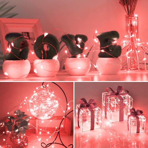 kolpop 12 Pack LED Fairy Lights Battery Operated, Mini Twinkle String Lights Battery Powered Waterproof for Christmas Mason Jars Party,Red - color: Red, size: 12 Pack