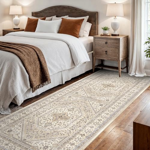 2x7 Runner Rug for Hallway Washable: Non Slip Kitchen Rugs with Rubber Backing Soft Waterproof Wide Mats Stain Resistant Low Pile Carpet for Entryway Bedroom Bathroom Laundry Home Decor Beige/Gray - color: Beige/Gray, size: 2' x 7' (Rectangular)