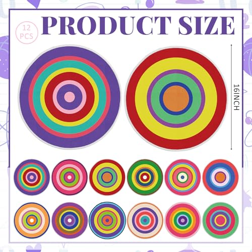 Tinideya 12 Pcs Kids Carpet Circle Seats for Class 16 Inch Round Classroom Rug Back to School Floor Cushions Soft Educational Mat Non Slip First Day of School Learning Playing Areas(Vivid) - style: Vivid