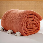 Muslin Blanket - Pure 100% Turkish Cotton Airy Soft Light Versatile Gauze Throw Blanket for Bed, Couch, Sofa (Brick, Throw Size (50" x 66" inch)) - color: Brick, size: Throw Size ( 50" x 66" inch )