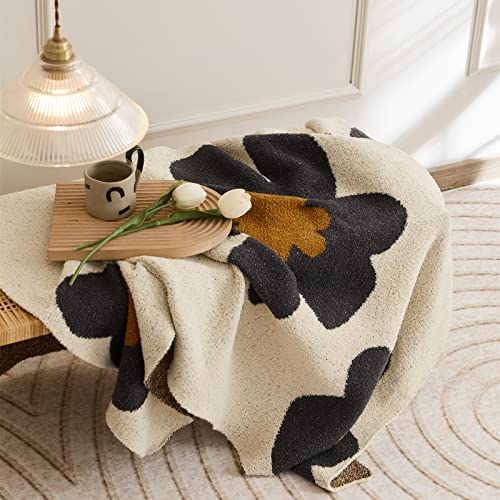 Floral Throw Blanket Big Flower Pattern Soft Cozy Warm Fuzzy Fluffy Microfiber Feather for Couch Bed Sofa Baby Pets Home Decor All Season (Chen Grey, 47''x59'') - color: Chen Grey