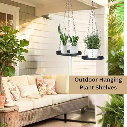 Shinehola 2 Pack Hanging Planters for Indoor Outdoor Plants 9", Plant Hanger Indoor | Metal Hanging Plant Holder, Hanging Planter Shelf, No Plant/Pot Included - size: 1-Tier