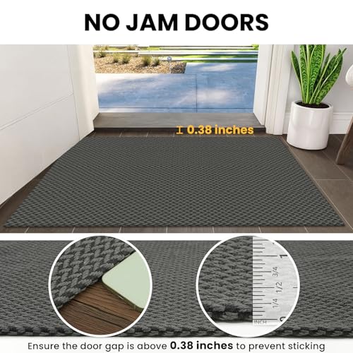 IOHOUZE Small Area Rug 2x3 Washable Woven Rugs for Entryway Non Slip Rubber Backed Front Door Rugs Indoor Doormat Throw Rug Floor Carpet for Entrance Kitchen, Grey/Black - color: Grey/Black, size: 2' x 3' (Rectangular)