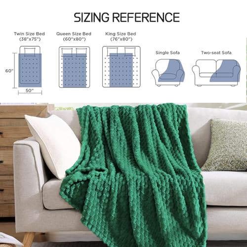 6 PCS Fleece Throw Blankets Bed Throw 50 x 60 Inch - 240 GSM Flannel Turtle Velvet Jacquard Decorative Blankets, Cozy Lightweight Blanktes Bulk for Wedding Gifts, Office, Homeless Donation (DeepGreen) - color: Deepgreen