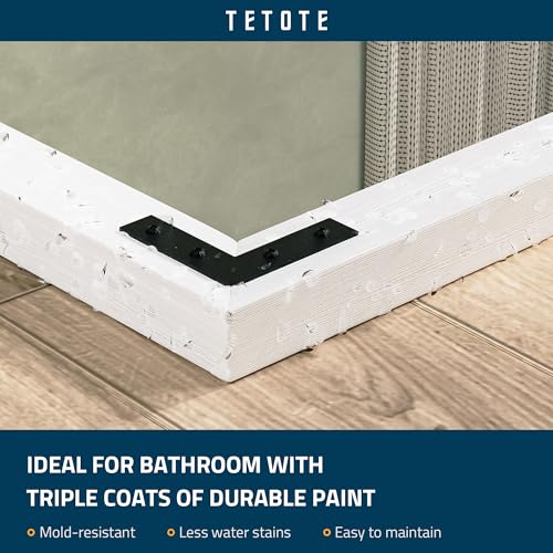 TETOTE 22 x 30 White Wood Framed Mirror for Bathroom Wall/Bedroom/Living Room/Entryway Farmhouse Rustic Bathroom Vanity Mirror for Wall Waterproof (Horizontal/Vertical Mounted) - color: White Wood, size: 30"L x 22"W