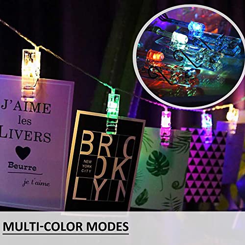 Solhice Photo Clips String Lights Color Changing 10ft, 20 LEDs RGB Hanging Pictures Wall Display Lights for Teenager Christmas Gift, Teen Girl Room Decor with USB Powered Remote Control - size: 10ft
