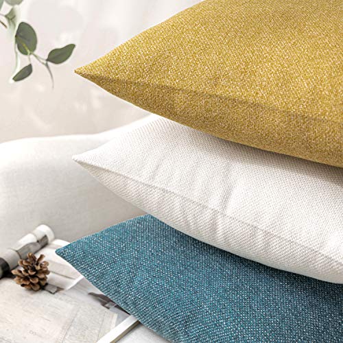 Phantoscope Pack of 2 Farmhouse Throw Pillow Covers Button Vintage Linen Solid Decorative Pillow Cover for Couch Bed and Chair Dark Yellow 18 x 18 inches 45 x 45 cm - color: Dark Yellow, size: 18" x 18" (Pack of 2)