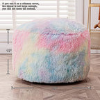 Asuprui Pouf Ottoman Unstuffed Round Bean Bag Poof Ottoman Seat Soft Faux Fur Footrest Stool 20x20x12 Inches Fuzzy Chair Floor Chair Foot Rest with Storage for Living Room Bedroom Rainbow Pouf Cover - color: Rainbow