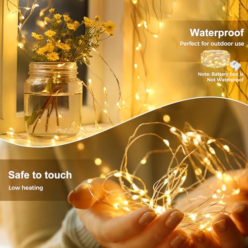 kolpop 12 Pack LED Fairy Lights Battery Operated with 3 Modes, Mini Twinkle String Lights Battery Powered Waterproof for Christmas Mason Jars Party - color: Warm White, size: 12 Pack