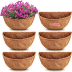 6 Pcs 14 Inch Half Round Replacement Coco Liner Half Circle Coconut Fiber Replacement Coco Liners Hanging Basket for Hanging Basket Wall Baskets Garden Planter Flower Pot - size: 14 Inch