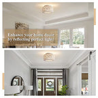 Rattan Light Fixtures Ceiling Mount, 3-Lights Boho Flush Mount Ceiling Light, Hand-Woven Cage Shade Lamp Lighting, Rustic Rattan Chandelier for Hallway Bedroom Kitchen Farmhouse Foyer Entryway (White) - color: White, size: Small
