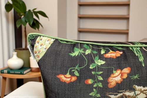 VAGMINE Jungle Wildlife Botanical 20x20 Inch Throw Pillow Cover - Black Green Floral Print on Textured Polyester - Cushion Case for Couch Sofa - Zulu Forest - color: Zulu Forest, size: 20" x 20" (Pack of 1)