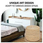 Wimarsbon 18'' Ottoman Pouf, Natural Braided Poof, Rustic Handweave Lounge Pouffe, Boho Footrest Stool for Bedroom, Accent Table or Seat for Living Room (Natural Water Hyacinth + White Cotton Rope) - color: 18inch Natural Water Hyacinth + White Cotton Rop
