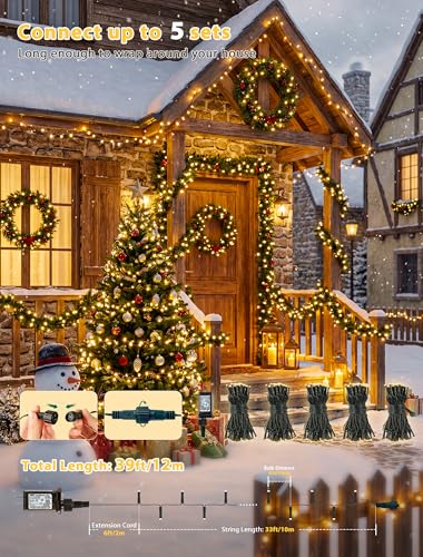 Hopolon String Lights Indoor Outdoor, 33 FT 100 LED Christmas Lights Waterproof, Connectable Green Wire Twinkle Fairy Lights Plug in for Wedding Party Patio Spring Decor (Warm White) - color: Warm White, size: 100 LED