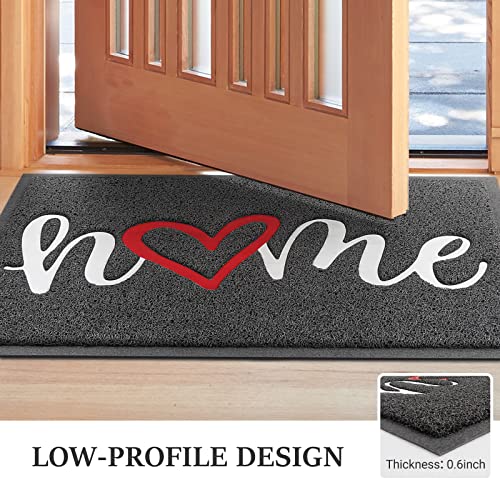 Door Mat, Welcome Mat Low Profile Floor Mat Front Doormat Indoor and Outdoor Doormat Non Slip Rugs for Entryway, Patio, High Traffic Areas (30"x17.5", Grey-Home) - color: Grey-home, size: 1'6" x 2'6" (Rectangular)