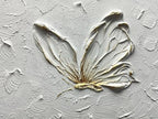 Boiee Art,30x45Inch Hand Painted Textured White Flower Oil Painting On Canvas Gold Acrylic Wall Art Abstract Landscape Paintings Stretched and Framed Ready to Hang - color: Creamy white&Gold, size: 30"L x 45"W