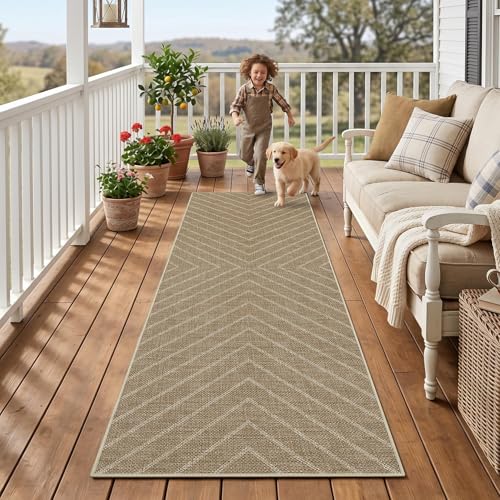 Garvee Easy Jute 2x6 Kitchen Runner Rug, Washable Rugs for Entryway Non Slip Outdoor Indoor Hallway Rug, Farmhouse Striped Morden Ultra Thin Non Shedding Carpet for Entry Bedroom Laundry 2'x6' - color: Striped|jute, size: 2' x 6' (Runner)
