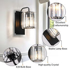 Grneric Crystal Wall Sconces,Black Sconce Wall Light Fixtures Modern Sconces Wall Lighting Single Indoor Wall Sconce for Living Room Bathroom Hallway Stairway Bedroom 10 Inch - color: Crystal Glass Sttyle