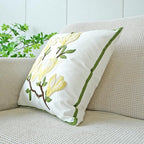 vctops Farmhouse Magnolia Flower Cotton Tufted Throw Pillow Cover Spring Floral Embroidery Pillowcase Soft Square Cushion Case for Sofa Couch Bed Chair (Yellow E,18"x18") - color: Yellow E