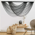 Flber Macrame Wall Hanging Black Boho Wall Decor Large Boho Yarn Tapestry Living Room Bedroom Home Wall Decor 57" W x27 L