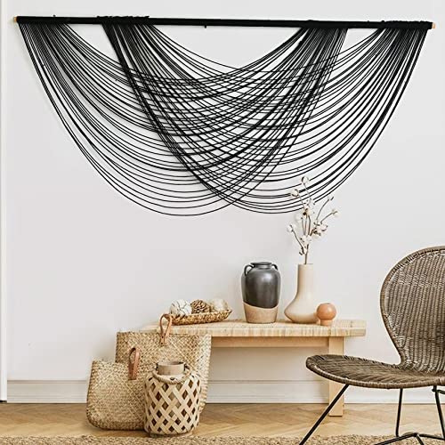 Flber Macrame Wall Hanging Black Boho Wall Decor Large Boho Yarn Tapestry Living Room Bedroom Home Wall Decor 57" W x27 L