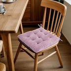 ELFJOY 4 Pack Chair Cushions for Dining Chairs Indoor Kitchen Seat Cushions with Ties Tufted Square Seat Pas for Kitchen Dining Office Room (16" Light Purple Velvet) - color: Light Purple