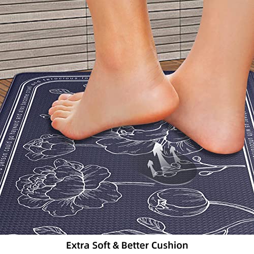 ROTTOGOON Kitchen Floor Mat Set of 2, Cushioned Anti Fatigue Kitchen Mat 17"x47"+17"x29", Non-Slip Waterproof Kitchen Rug, Premium PVC Comfort Kitchen Mats and Rugs for Kitchen, Office, Home, Laundry - color: Navy Blue, size: 17"x47"+17"x29"