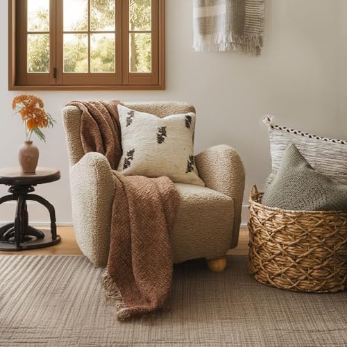 Zen Reversible Chestnut Harmony Throw Blanket 55x60, Chestnut Neutral Reversible Cotton Decorative Sofa and Bed Blanket, Lightweight All-Season Throw, Handwoven in India, Sofa Accent - color: Dark Brown, size: Throw (55" x 60")