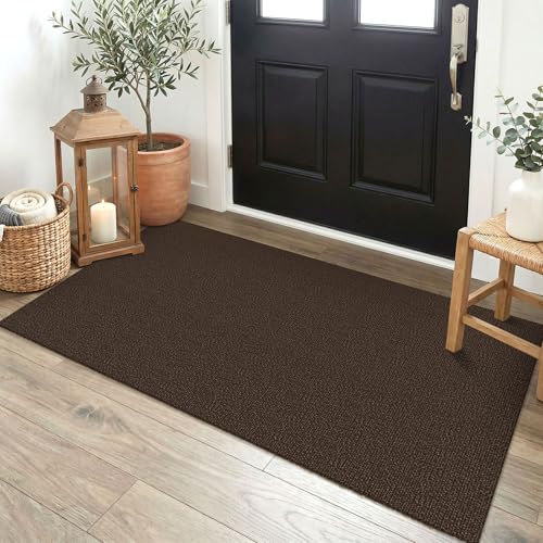 EARTHALL Washable Runner Rug 2x4 Ft Non Slip Runners for Hallways Cotton Rubber Backed Entryway Runner Braided Indoor Floor Runners Carpet for Entryway, Hallway, Kitchen, Bedroom, Brown/Coffee - color: Brown/Coffee, size: 2' x 4' (Runner)