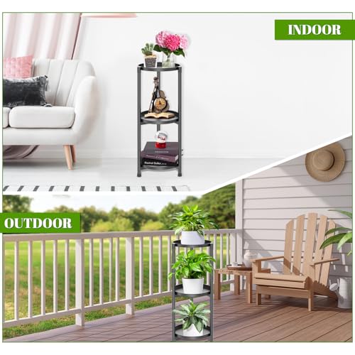 3 Tier Plant Stand Indoor, Black Metal Corner Tall Plant Stands for Multiple Plants, Flower Pot Holder Shelf Outdoor Plant Display Rack for Garden Balcony Patio Living Room - color: 3 Tier-Black-B