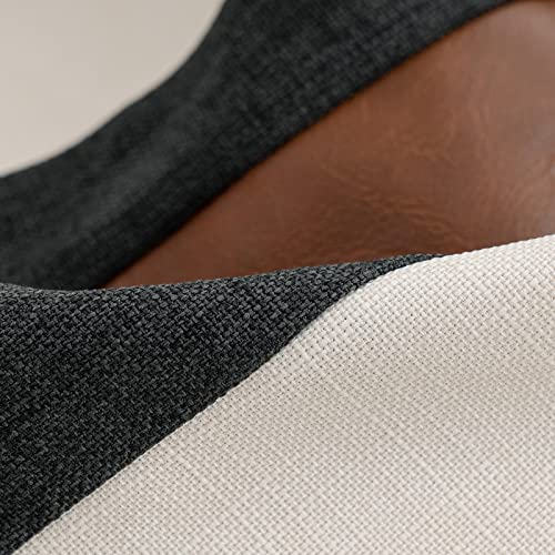 Yangest Patchwork Pillow Cover 12x20 Inch Luxury Cotton and Linen Cushion Cover Faux Leather Pillowcover for Couch Bedroom Living Room, White - color: L-white, size: 20" x 12" (Pack of 1)