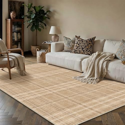 3x5 Brown Area Rug for Entryway Machine Washable Low Pile Checkered Mat Modern Accent Soft Non Slip Small Carpet for Entrance Bathroom Bedroom Indoor - color: Brown, size: 3' x 5' (Rectangular)