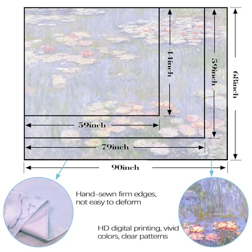 Yeoiat Monet Tapestry Water Lilies Wall Tapestry, Floral Tapestries for Bedroom Art Tapestries Wall Hanging for Bedroom Living Room 44"x60" - color: Green Red, size: 60"L x 44"W