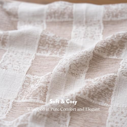 FIOUOVO Decorative Neutral Throw Pillow Covers 18x18 Farmhouse Pillow Covers Cotton Check Cushion Covers Home Decor for Sofa Couch Living Room Bedroom 1PC, Taupe Check - color: Taupe Check, size: 18" x 18" (Pack of 1)