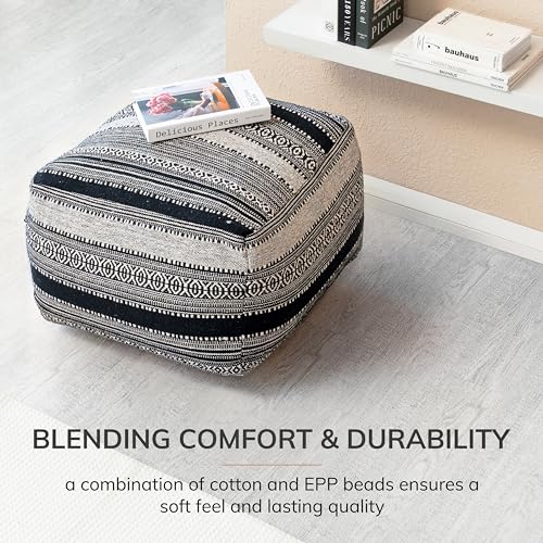 Anji Mountain Pouf Ottoman Foot Rest, Handmade Ottoman Pouf, Comfortable Foot Stool, Decorative Floor Seating for Living Room Decor, Bedroom & Home Décor Accent - Wydown - 22" D x 22" W x 16" H - color: Wydown, size: 22"D x 22"W x 16"H